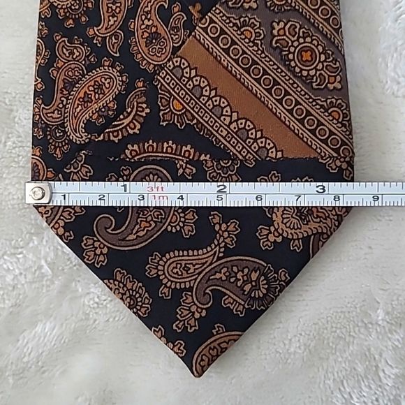 Vintage Robert Talbott Hand Sewen 100% Silk Neck Tie Paisley Brown Black Italian - Picture 8 of 13
